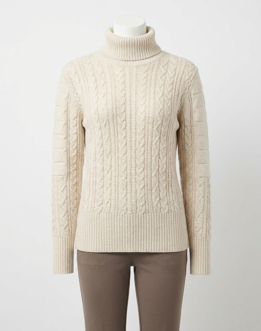 NEW ANATOMIE eloisa cableknit padded sweater in stone